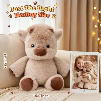 Running Plushies Highland Cow, 17.8"Adorable Stuffed Animals Gifts, Khaki