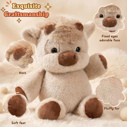 Running Plushies Highland Cow, 17.8"Adorable Stuffed Animals Gifts, Khaki